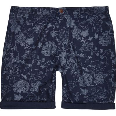 Blue indigo floral bermuda shorts